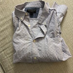 Banana Republic Men's Light Gray Patterned Shirt
